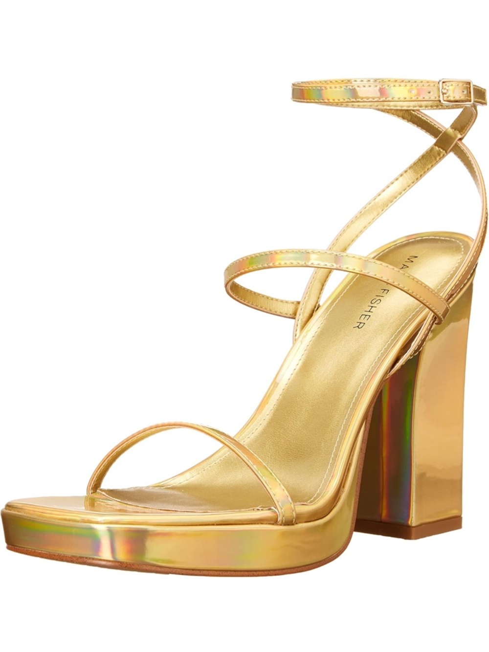Marc Fisher Metallic Gold Platform Strappy Heels